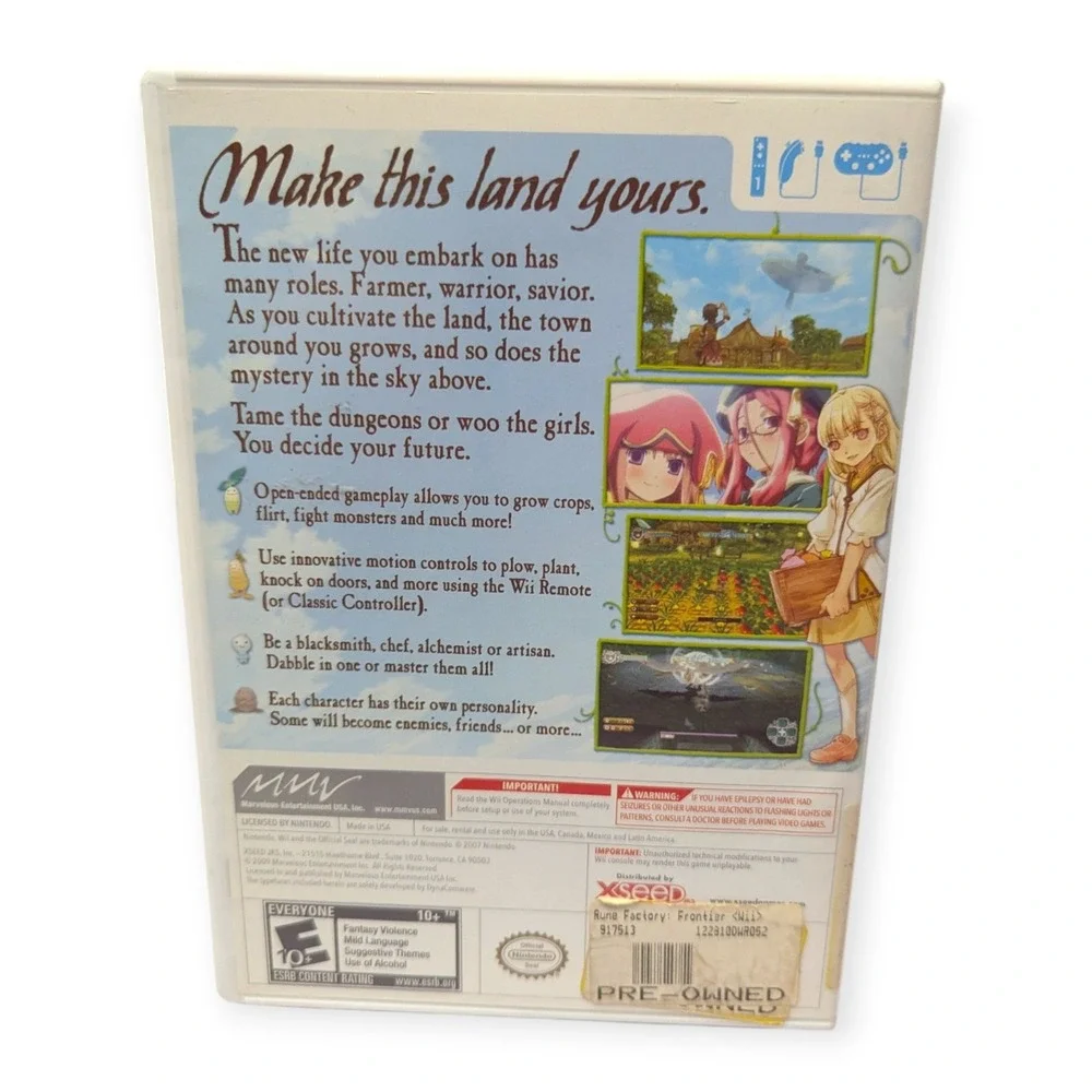 Rune Factory Frontier Nintendo Wii XSEED Games RPG Simulation E10+ 2009 NTSC-U